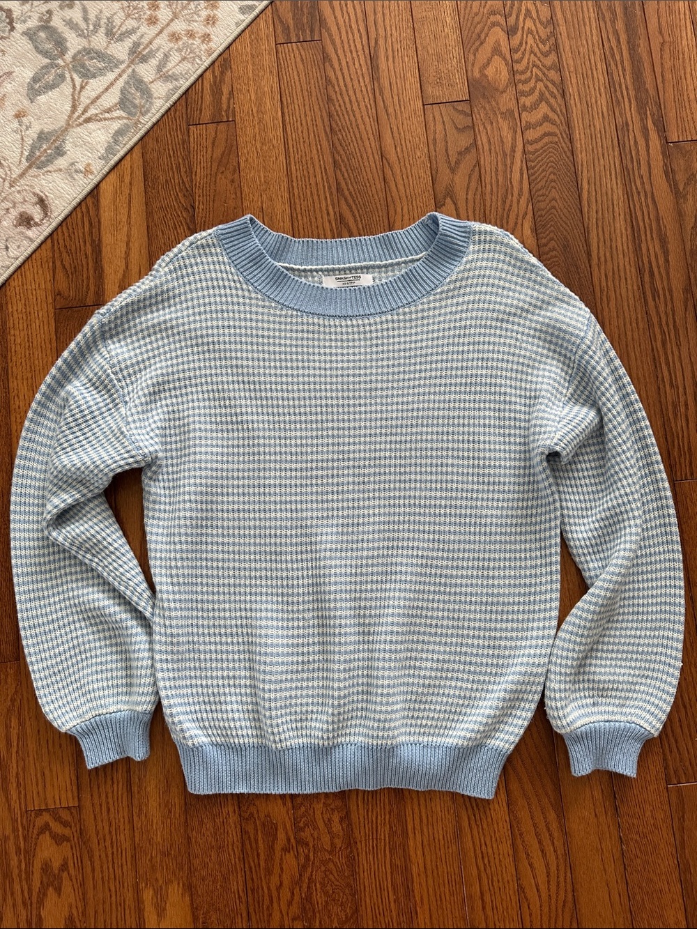 Smash + Tess Light Blue Houndstooth Crewneck Sweater